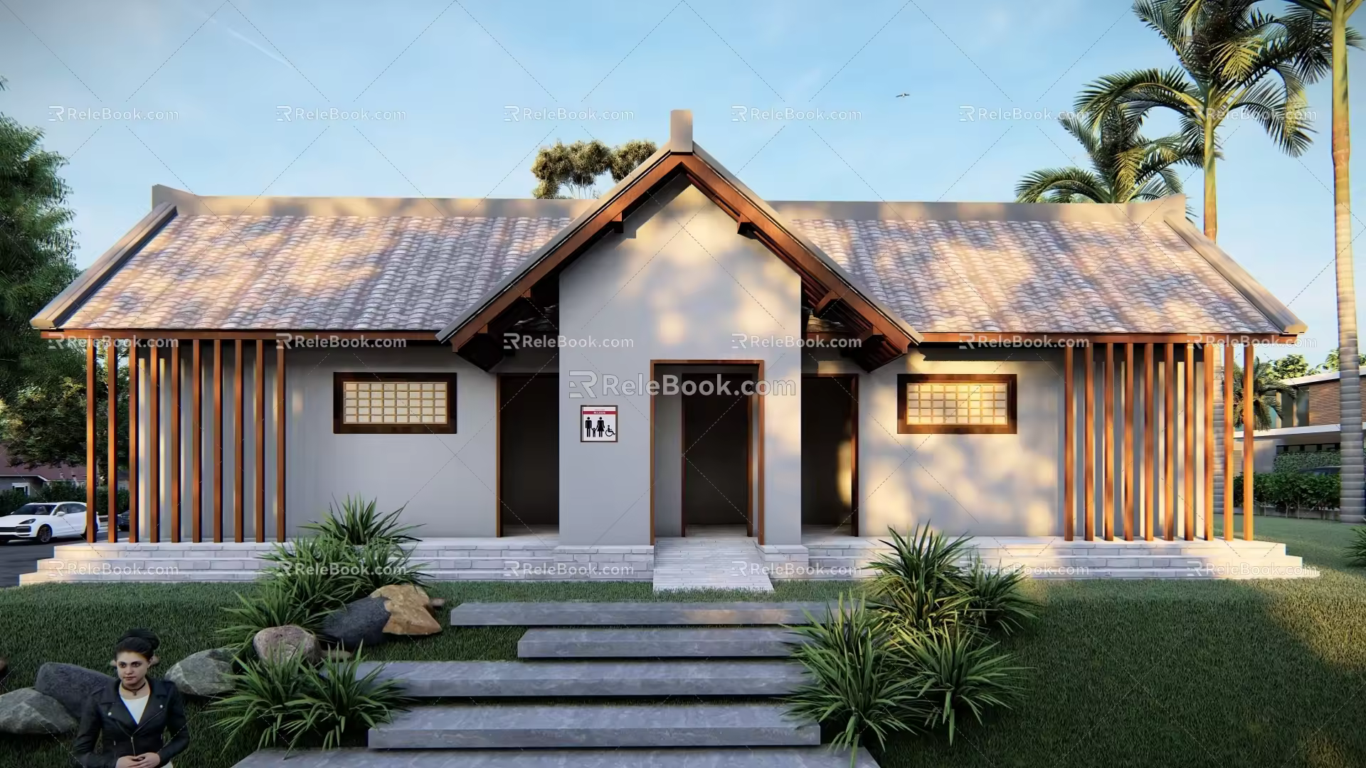 New Chinese style public toilet SU model 3d model