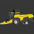 Yellow And Black Combine Harvester With Cutting Header And Large Wheels 3d model