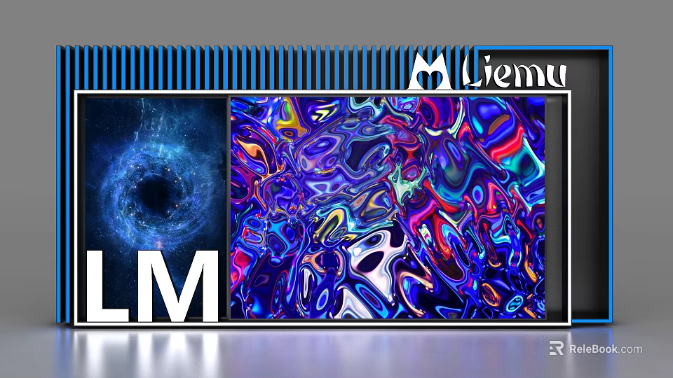 Modern Artistic Background Wall With Colorful Abstract Pattern And Vibrant Hues 3d model 
