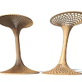 Two Modern Wooden Pergolas With Hollowed Out Lattice Design And Curved Pedestal Base
