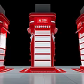 Red Display Pillars for Weilong Latiao with Multi layer Shelves and Floor Mats 3d model