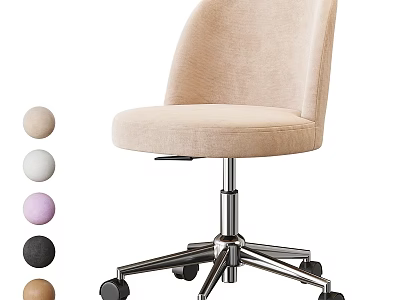 Comfortable Swivel Upholstered Armchair With Metal Base Wheels And Color Options 3d model