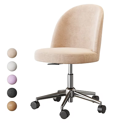 Comfortable Swivel Upholstered Armchair With Metal Base Wheels And Color Options 3d model