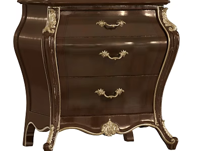 Elegant Vintage Bedside Table With Dark Wood Finish Gold Accents And Ornate Carvings 3d model