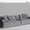 Modern Gray Fabric Multi Person Sofa With Plush Cushions And Comfortable Design 3d model