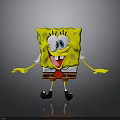 Yellow Smiling SpongeBob SquarePants Cartoon Character With Open Arms And Black Shoes