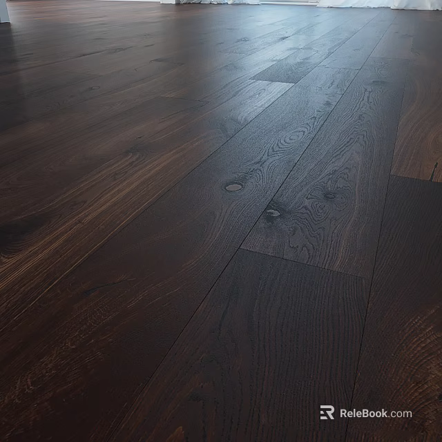 Dark Solid Hardwood Flooring With Natural Grain And Polished Surface Planks 3d model 