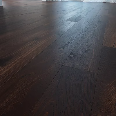 Dark Solid Hardwood Flooring With Natural Grain And Polished Surface Planks 3d model