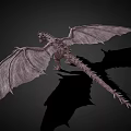 Fierce Spiked Dragon 3D Model With Red Eyes Open Mouth Gray Skin And Black Background