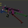 Military Machine Gun With Tripod Stand Long Barrel And Ammunition Box