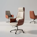 Modern Office Chairs With White Brown And Gray Upholstery Swivel Base And Ergonomic Design