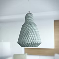 Geometric Diamond Pattern Pendant Light In Light Green With Textured Shade For Modern Home