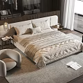 Modern Bedroom Interior With King Size Bed Accent Chair Area Rug And Window