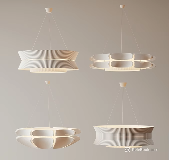 Modern Pendant Lights Featuring Circular Multi layer Design And Textured Surfaces 3d model 