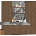 Modern Entryway Cabinet Sideboard With Wooden Finish Marble Top And Open Shelves