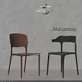 Mid century Single Chair Featuring Wooden Frame Perforated Backrest and Minimalist Design