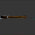 Traditional Wooden Bow With Brown Body Green Circular Decorations And Green Arrow On String