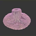 Tree Stump With Green And Pink Moss And Exposed Roots On Natural Ground