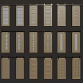 Various Barn Door Designs Featuring Different Panel Styles and Glass Elements 3d model