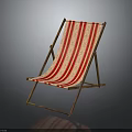 Classic Wooden Frame Deck Chair With Red And White Striped Fabric Design