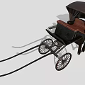 Elegant Vintage Horse Carriage with Black Canopy Brown Seats and Spoked Wheels