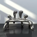 Modern Metallic Single Chair With Sculptural Curved Legs And Shiny Surface