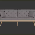 Light Gray Two Seater Sofa with Tufted Design Pillows and Wooden Legs in Modern Style