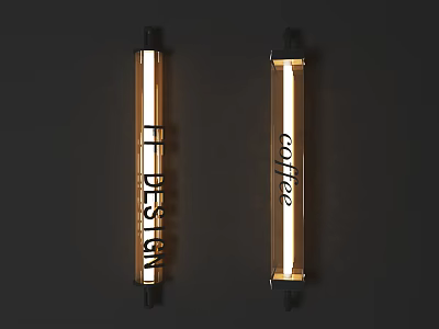 Modern Wall Lamps With Light Design And Coffee Text Decorative Lighting 3d model