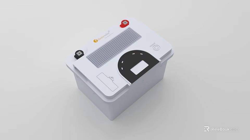 White Electronic Device With Red Button Display Screen And Ventilation Grill 3d model 