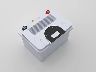 White Electronic Device With Red Button Display Screen And Ventilation Grill 3d model