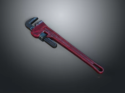 Red Heavy Duty Pipe Wrench Tool with Adjustable Jaws for Plumbing Work 3d model
