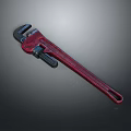 Red Heavy Duty Pipe Wrench Tool with Adjustable Jaws for Plumbing Work