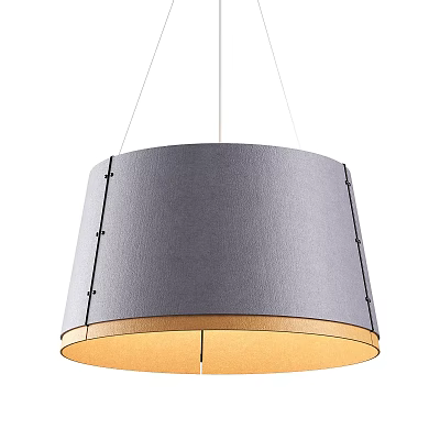 Modern Minimalist Pendant Light With Gray Fabric Shade And Beige Edge Stitched Details 3d model