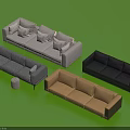 Modern Multi Colored Sofa Set With Gray Black Beige Light Gray And Cushions 3d model
