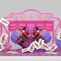 Circus Poker Clown Stage Door Head Mei Chen Nostalgic Retro Hong Kong Style Pin Macau 3d model