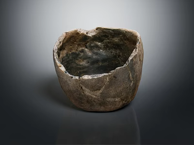 Handcrafted Stone Bowl With Rustic Texture And Natural Material For Household Use 3d model