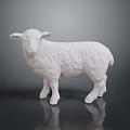 Standing White Lamb Sculpture With Textured Wool Decorative Ornament For Home Interior