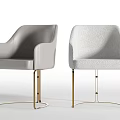 Modern Minimalist Dining Chairs With Armrests Gray Off White Golden Metal Legs