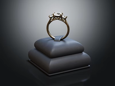 Elegant Gold Ring With Multiple Diamonds As Luxury Jewelry On Black Display Stand 3d model