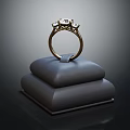 Elegant Gold Ring With Multiple Diamonds As Luxury Jewelry On Black Display Stand