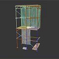 Industrial Scaffolding Equipment With Metal Frame And Wooden Planks For Construction