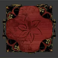 Red Wooden Decorative Box With Metal Corners Lock And Carved Design