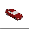 Red Alfa Romeo Sport Sedan With Black Wheels Red Brake Calipers And Front Grille Design