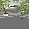 Outdoor Staircase Surrounded by Palm Trees in Sandy Area with Paved Path and White Walls