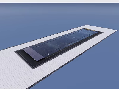 Modern Glass Fountain Design In Outdoor Plaza With Long Rectangular Structure 3d model