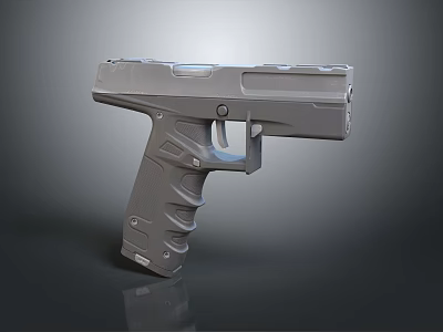Modern Gray Tactical Pistol 3D Model With Ergonomic Grip And Sleek Design 3d model