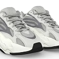 Gray And White Modern Casual Sneakers With Black Sole And Streamlined Design For Everyday Wear
