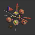 Festive Celebration Decorative Items With Colorful Firecrackers Cone Shaped Decorations And Drum Boxes