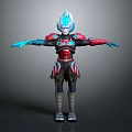 Sci Fi Warrior Game and Movie Character With Blue Head Red and Blue Armor