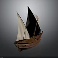 Traditional Wooden Sailing Boat With White Sails And Classic Hull Structure